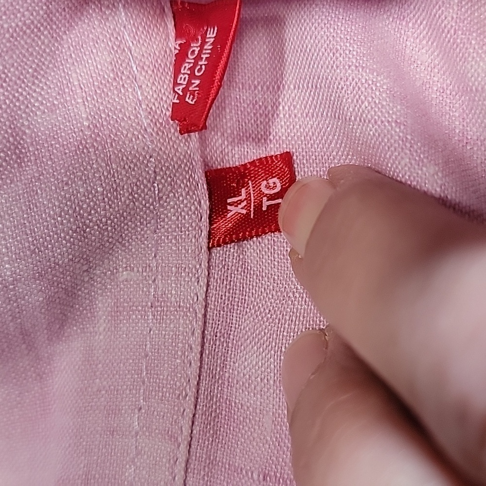 Report Collection, Size Xl Pink Linen Button Down… - image 8